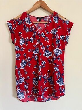 Express Floral Cold-Shoulder Top